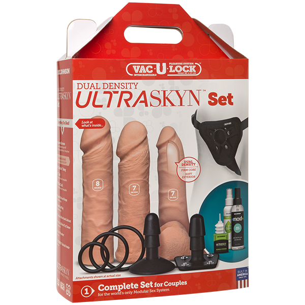 Vac-U-Lock Dual Density UltraSKYN Strap-On & Harness Kit - 2 Color Options!