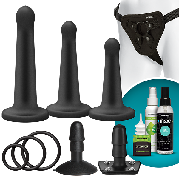 Vac U Lock Platinum Silicone Pegging Set Unisex Adjustable Harness Strap Ons Set