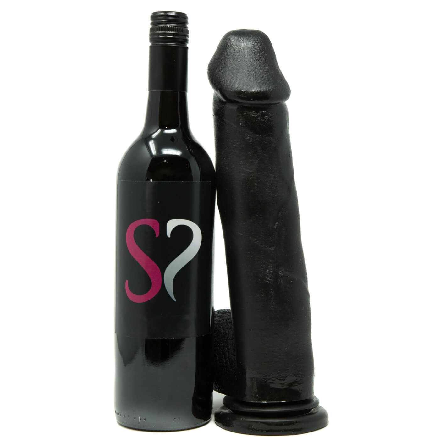 Basix Realistic Large Black ( Or White) Dildo with Suction Cup 12 inch