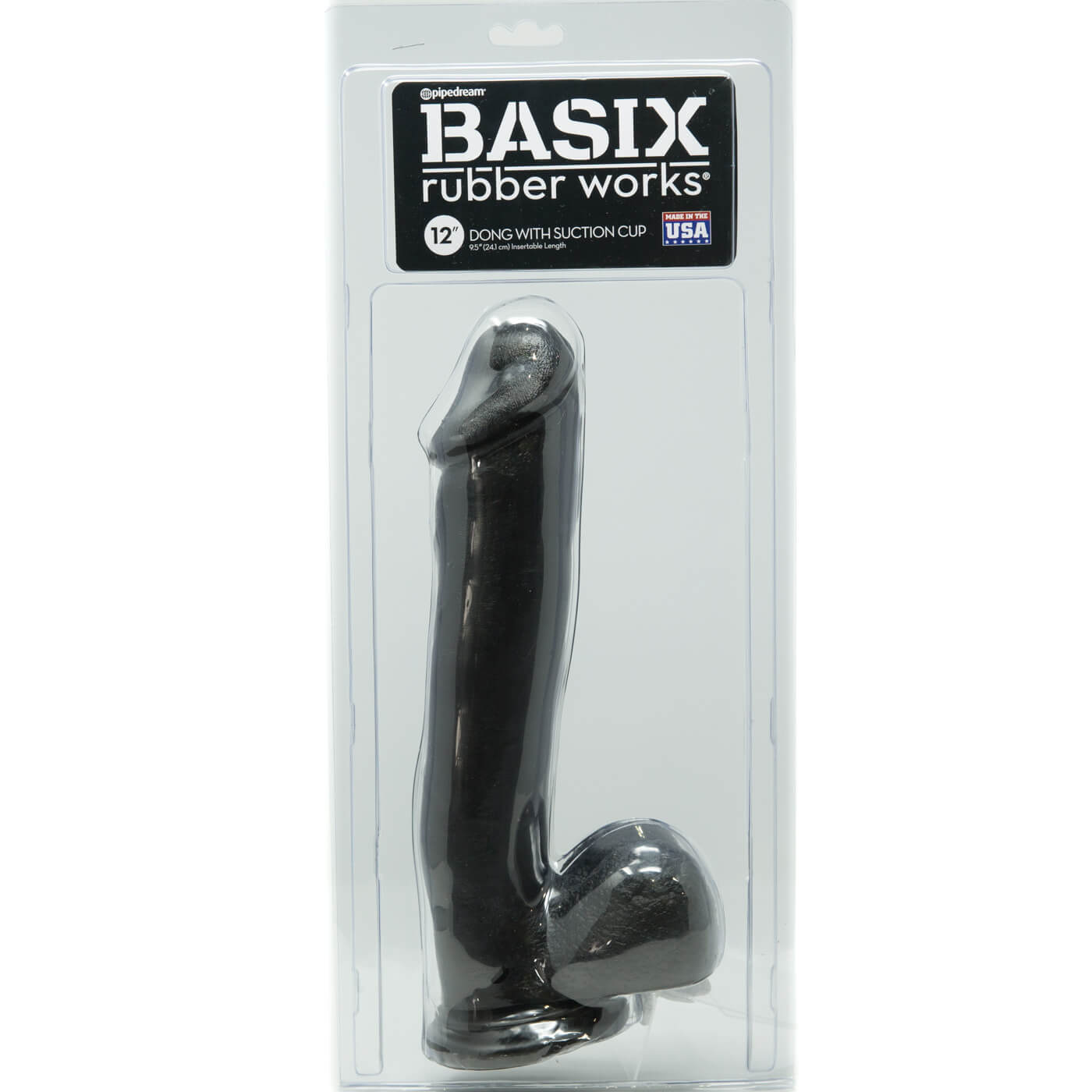 Basix Realistic Large Black ( Or White) Dildo with Suction Cup 12 inch