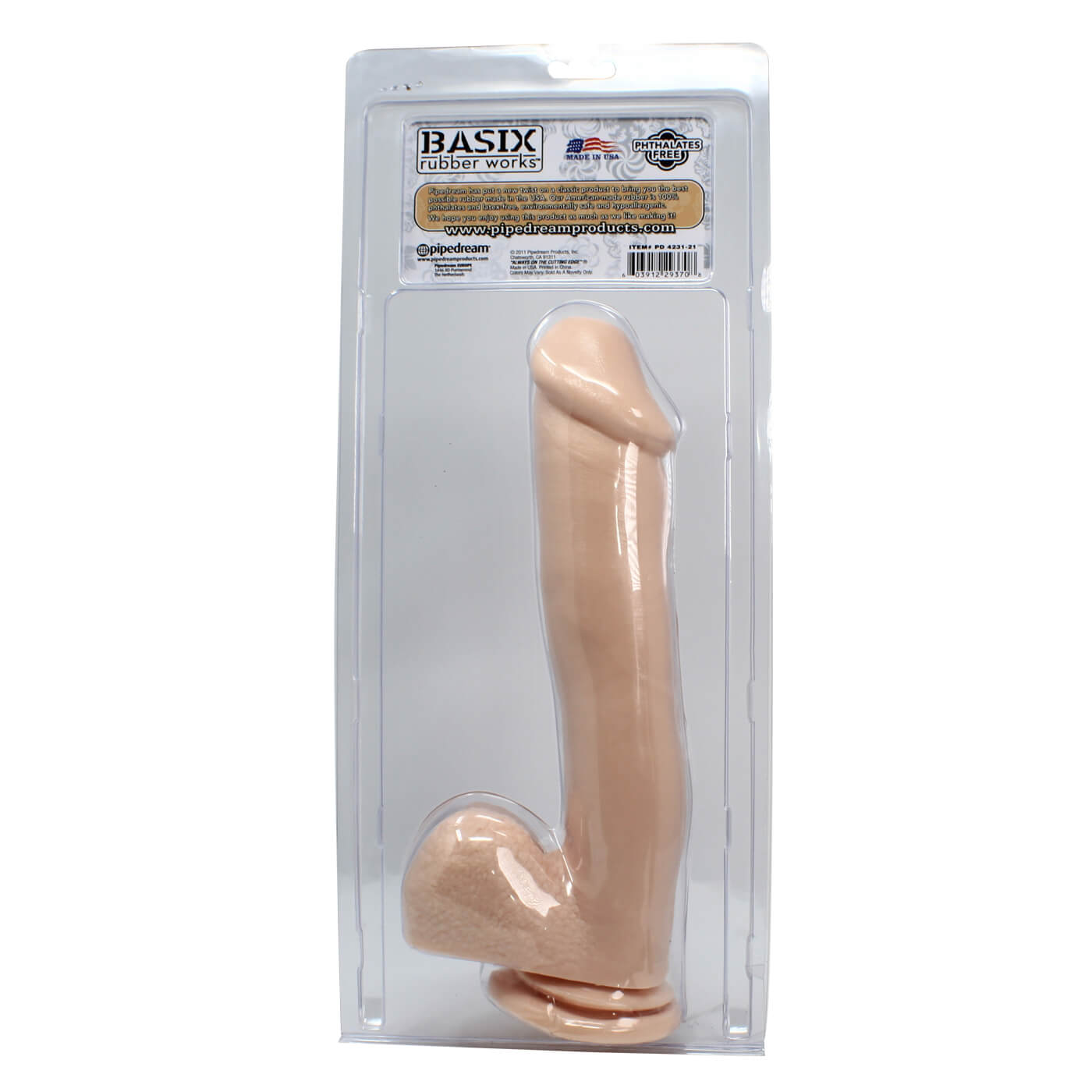 Basix Realistic Large Black ( Or White) Dildo with Suction Cup 12 inch