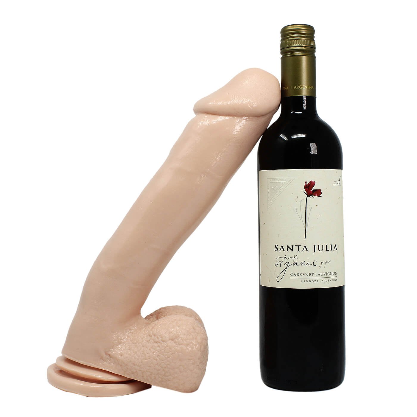 Basix Realistic Large Black ( Or White) Dildo with Suction Cup 12 inch