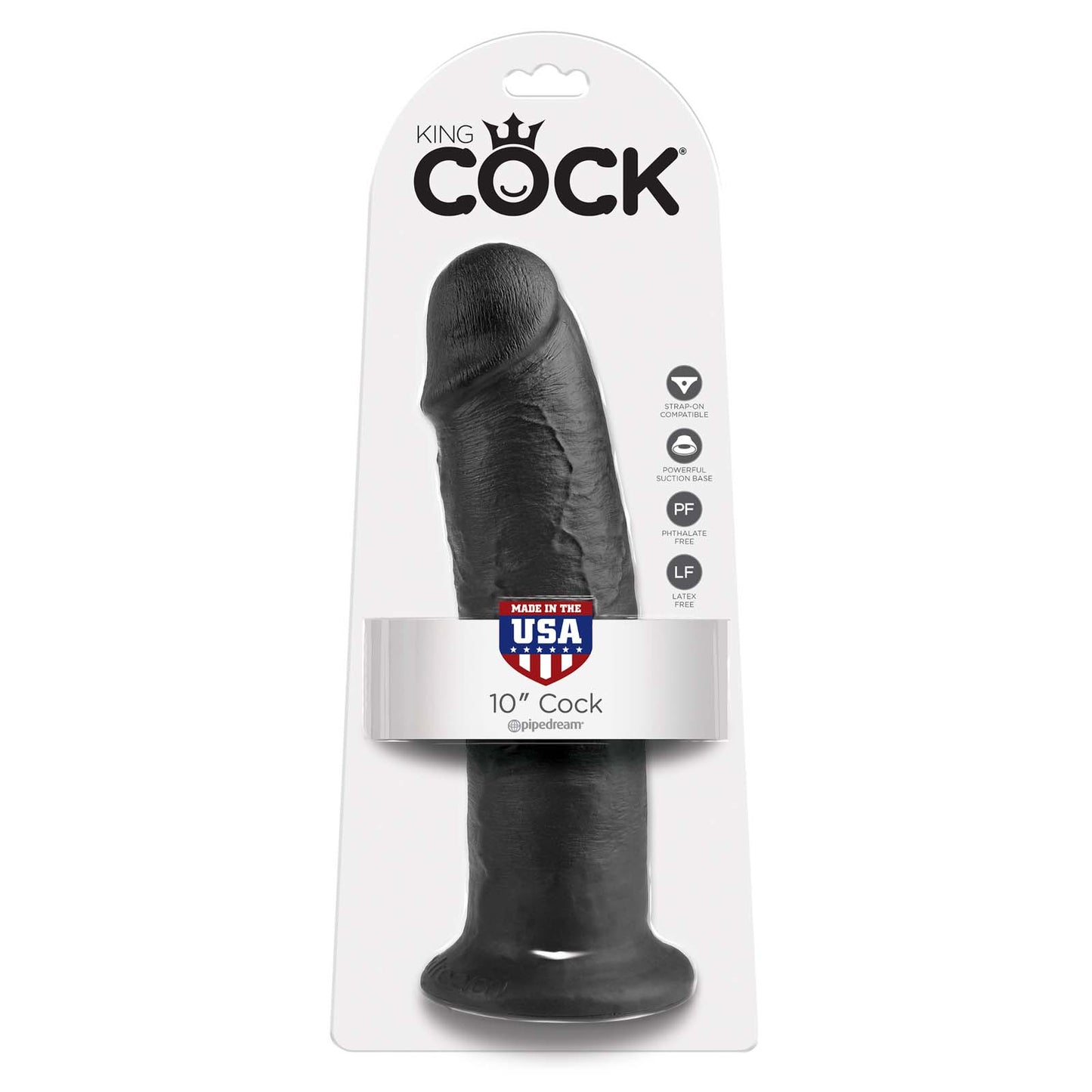 King Cock Ultra Realistic 10 Inch Black Suction Cup Dildo