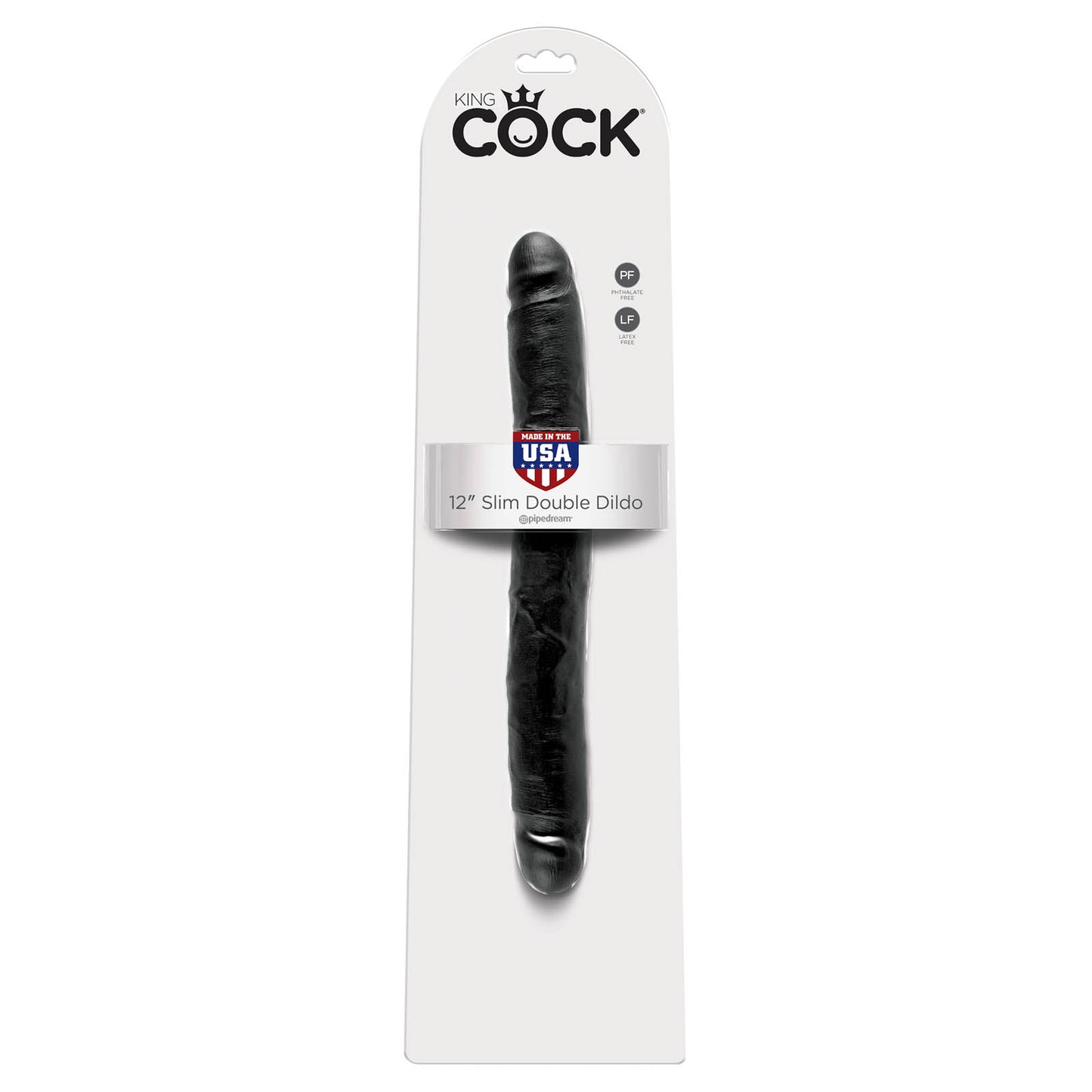 King Cock Ultra Realistic 12 Inch Black Slim Double Dildo