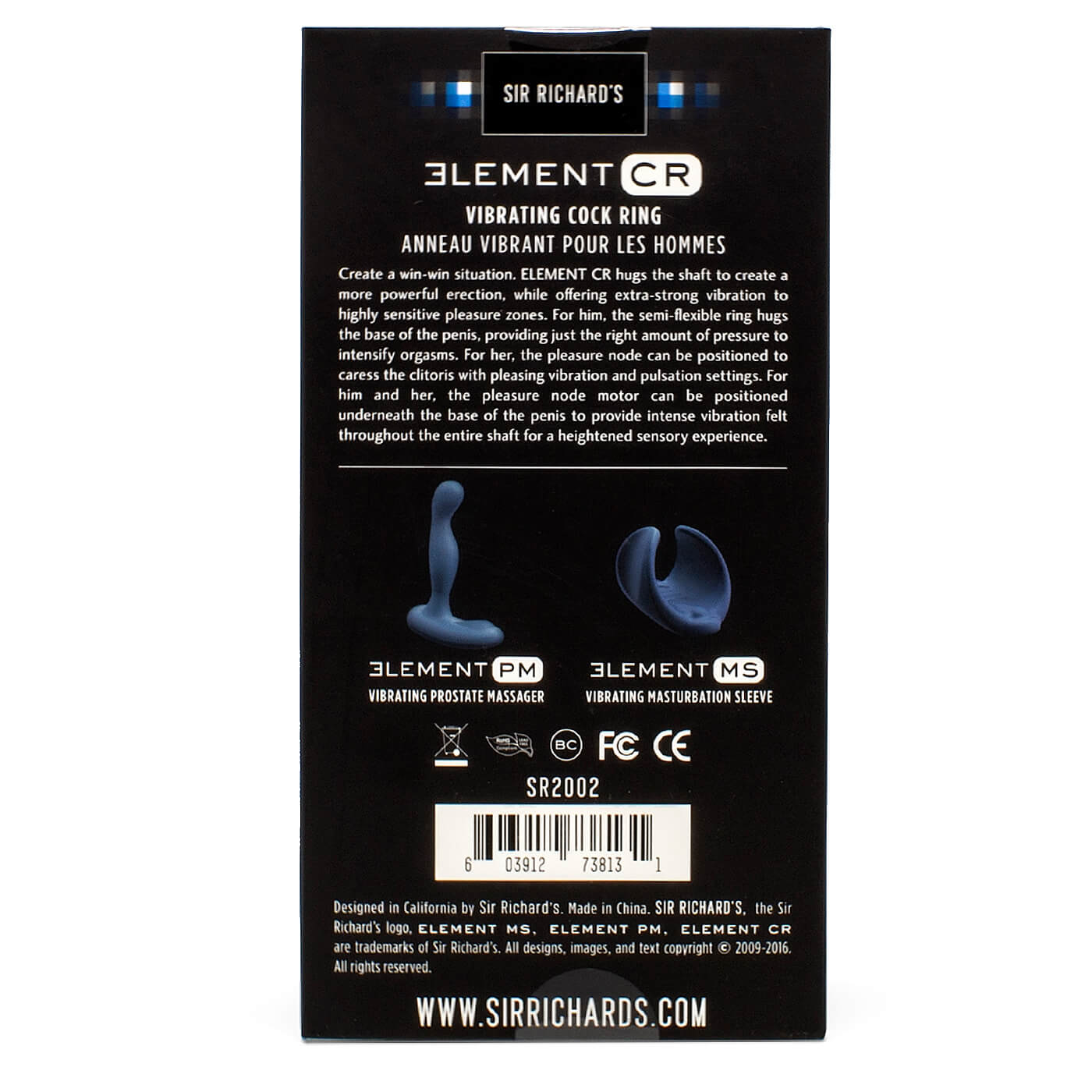 Sir Richard's Element USB Rechargeable Powerful Vibrating Silicone Cock Ring