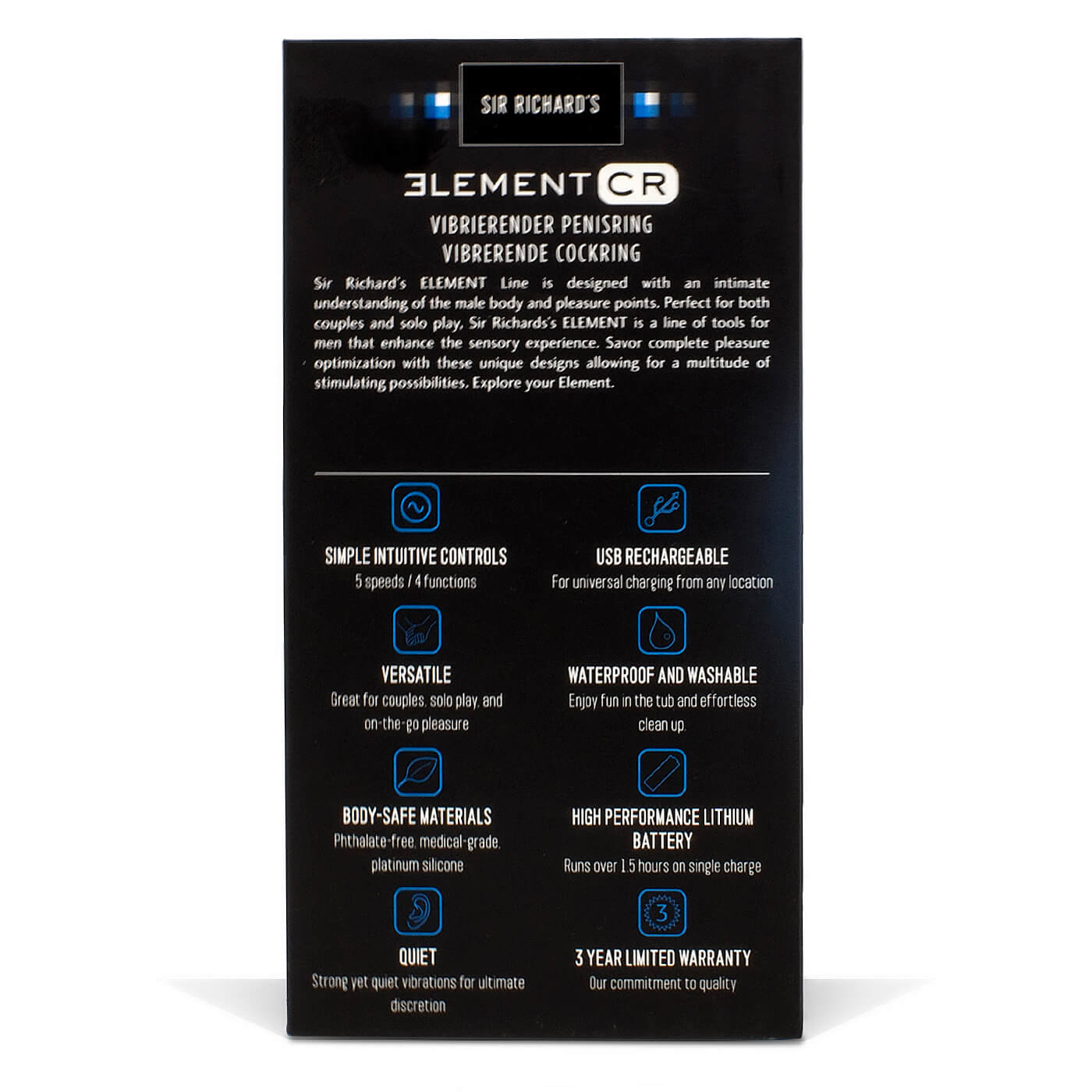 Sir Richard's Element USB Rechargeable Powerful Vibrating Silicone Cock Ring