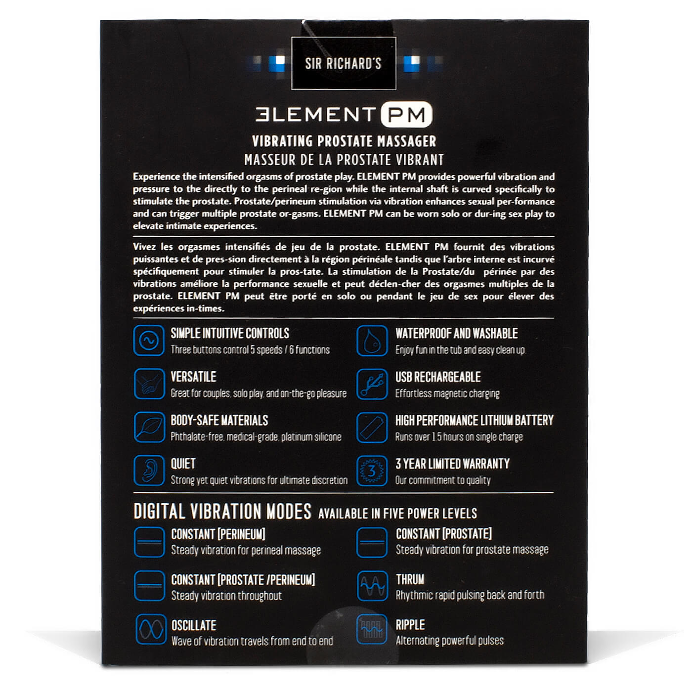 Sir Richard'S USB rechargeable Powerful Element PM Vibrating Prostate Massager