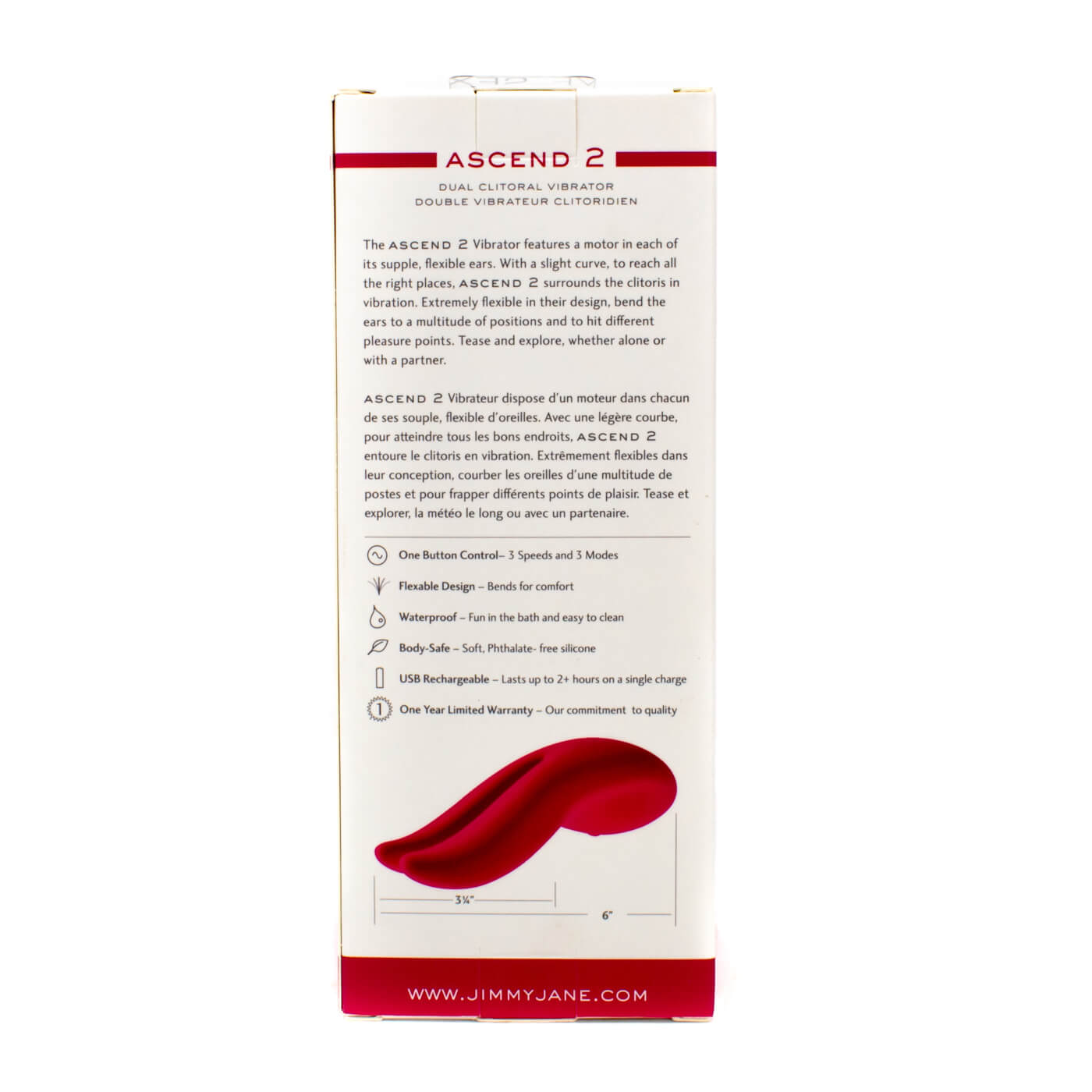 Jimmyjane Ascend 2 Waterproof 6 Function USB Rechargeable Clitoral Vibrator