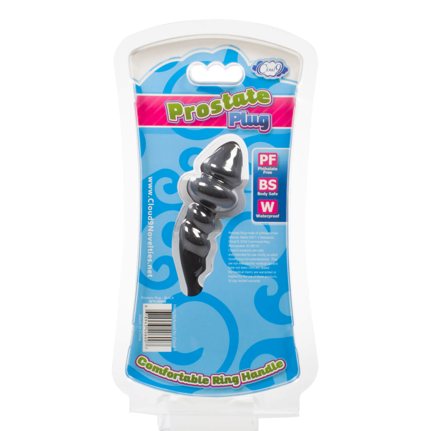 Cloud 9 Curved Silicone Black Waterproof Prostate Plug