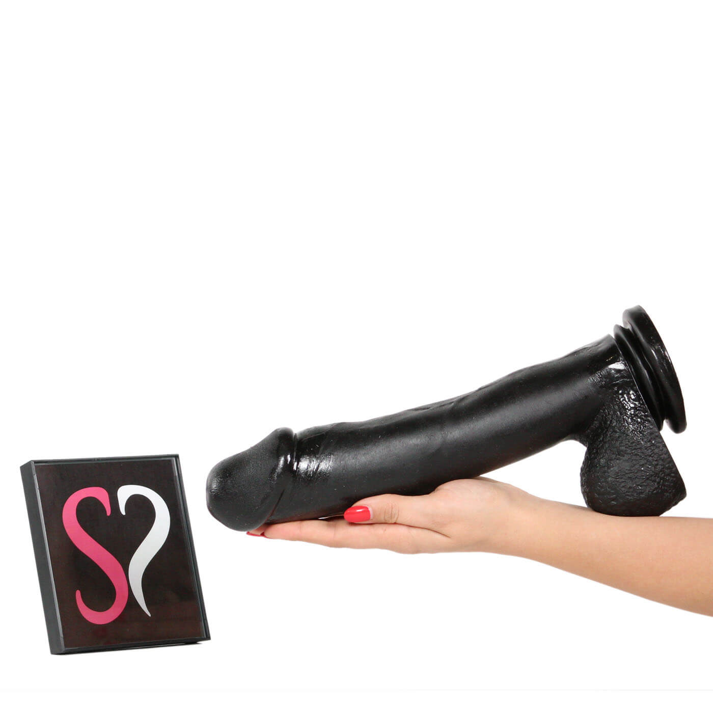 Basix Realistic Large Black ( Or White) Dildo with Suction Cup 12 inch
