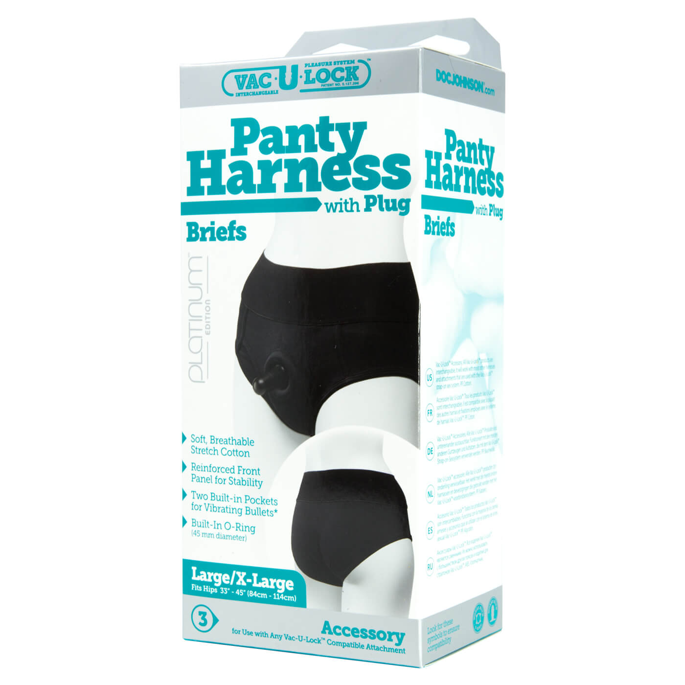 Doc Johnson Vac-U-Lock Panty Harness With Plug - S/M and L/XL