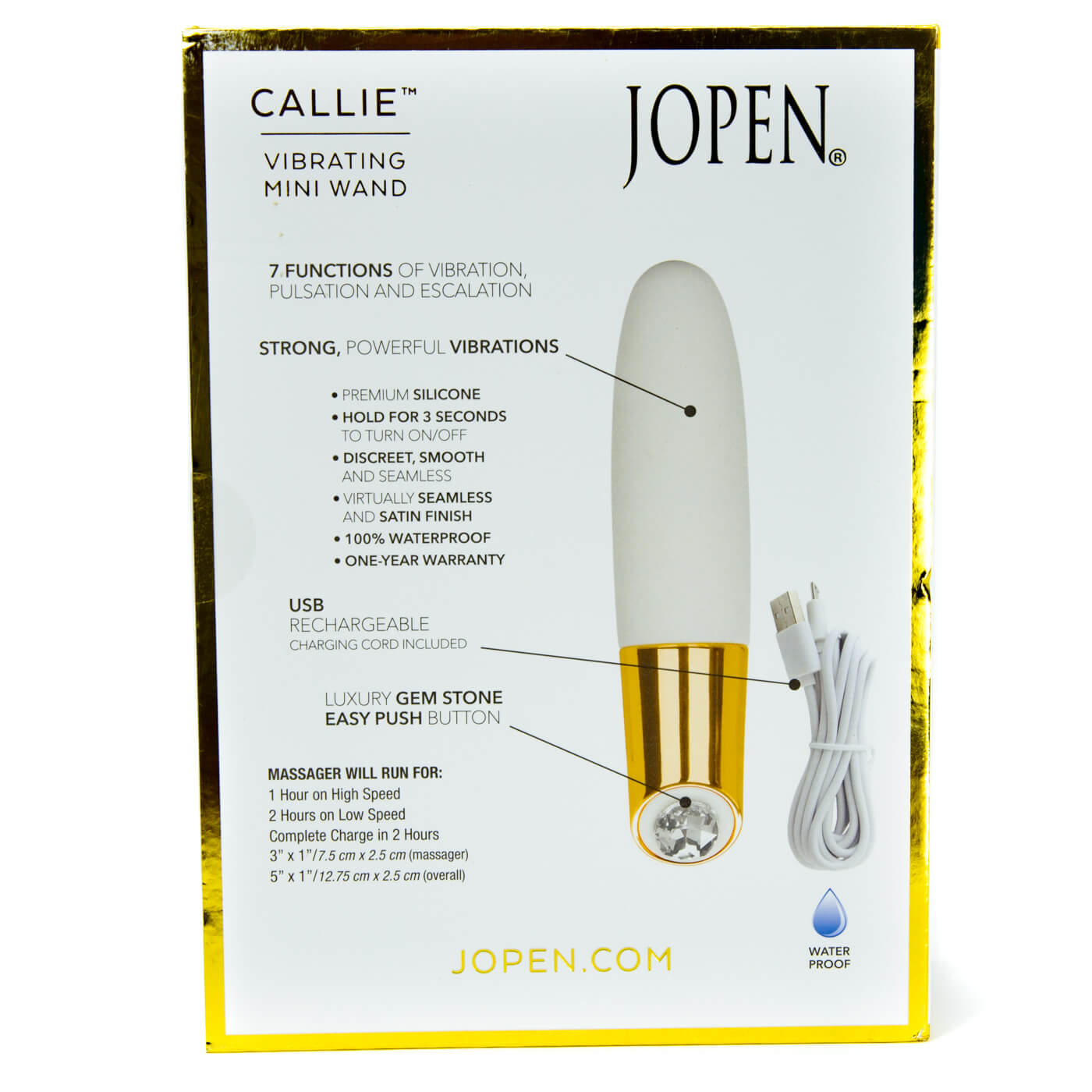 Jopen Callie Mini Wand 7 Function Waterproof USB Rechargeable Bullet Vibrator