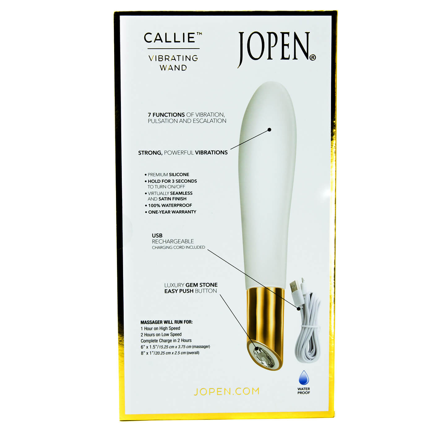 Jopen Callie 7 Function Waterproof USB Rechargeable G-Spot Vibrating Wand