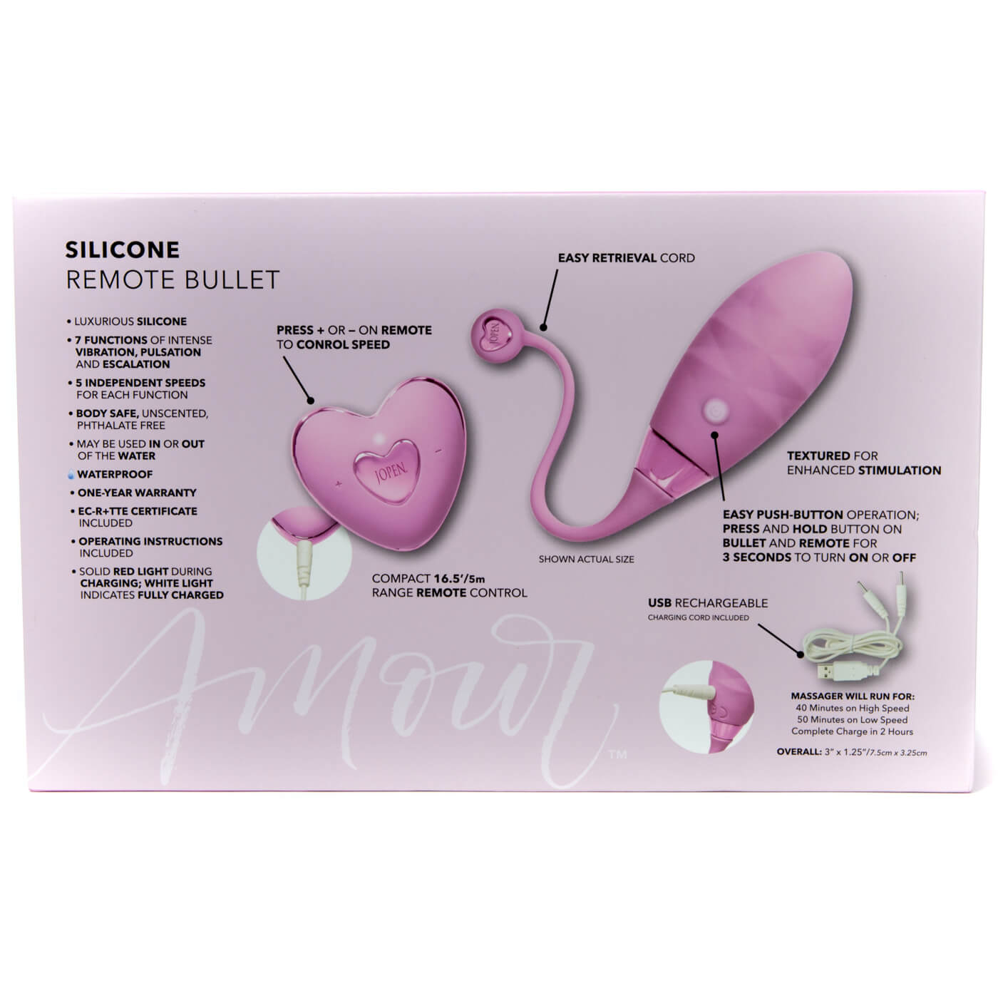 Jopen Amour Luxury 7 Function USB Rechargeable Remote Bullet Vibrator