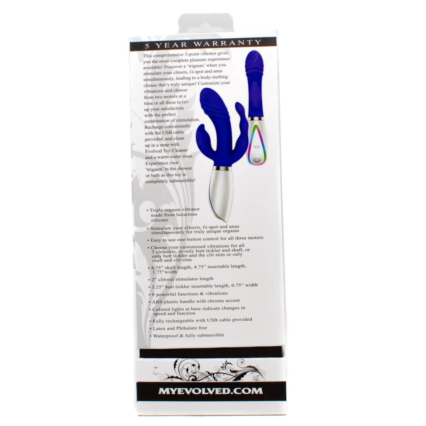 Disco Triple Play G-Spot Anal Clitoral USB Rechargeable Waterproof Vibrator