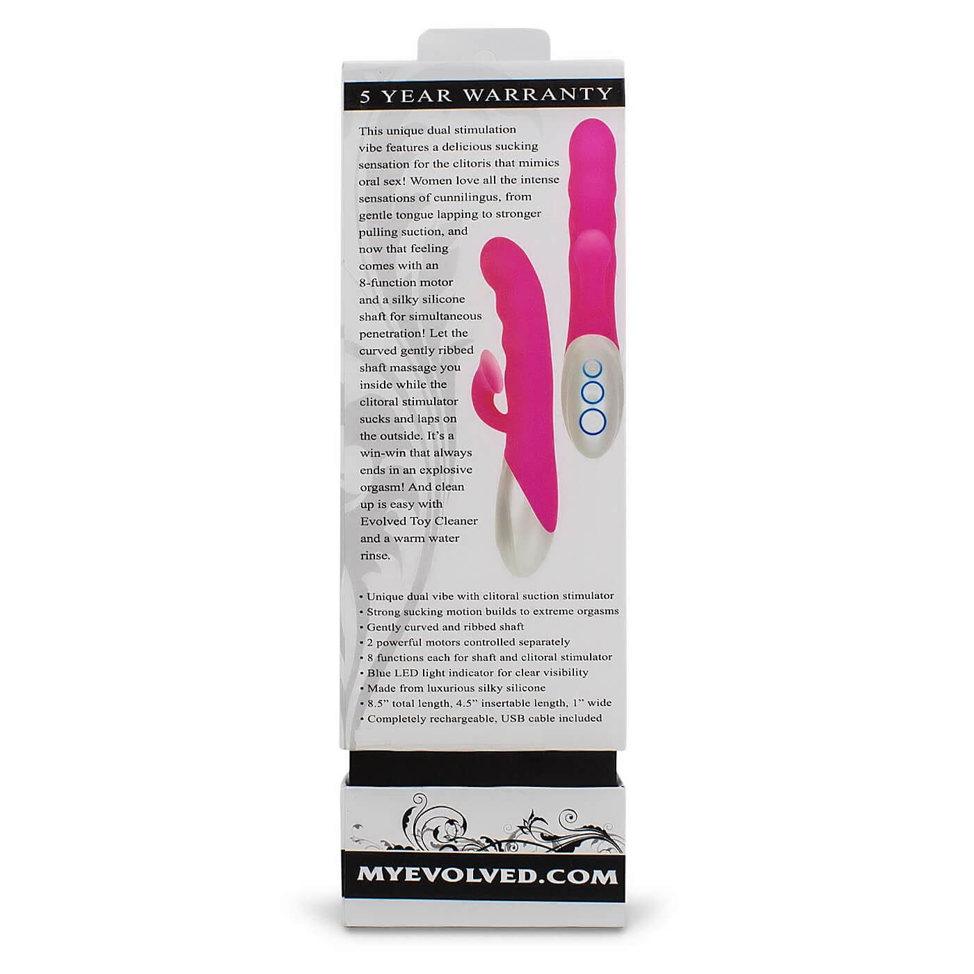 Instant O 8 Function Waterproof USB Rechargeable G-Spot Dual Vibrator