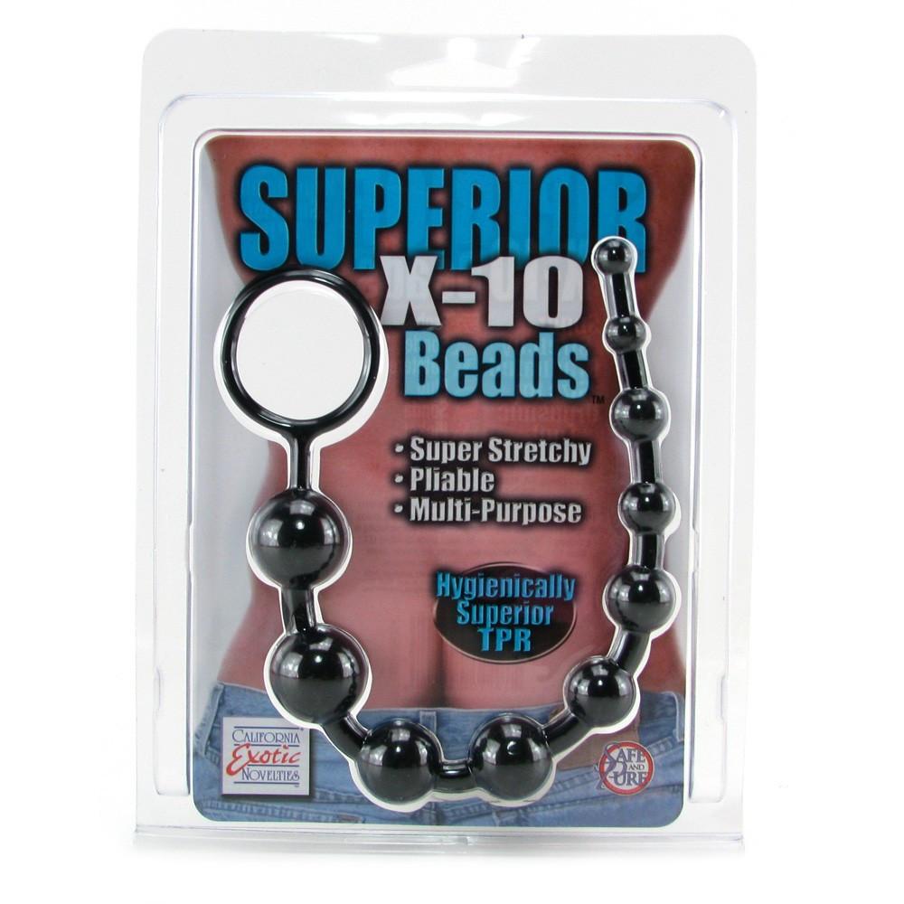 Superior X-10 Anal Beads in Black by California Exotics - - 6