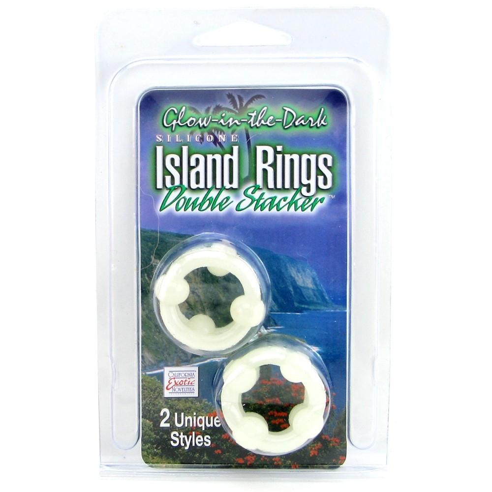 Silicone Island Ring Double Stacker in Glow in the Dark by California Exotics - - 3