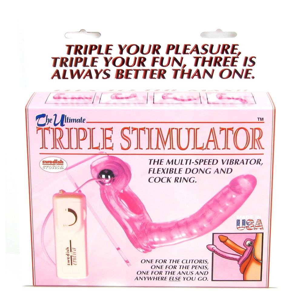 Ultimate Triple Stimulator Dildo Cock Ring by California Exotics - - 2