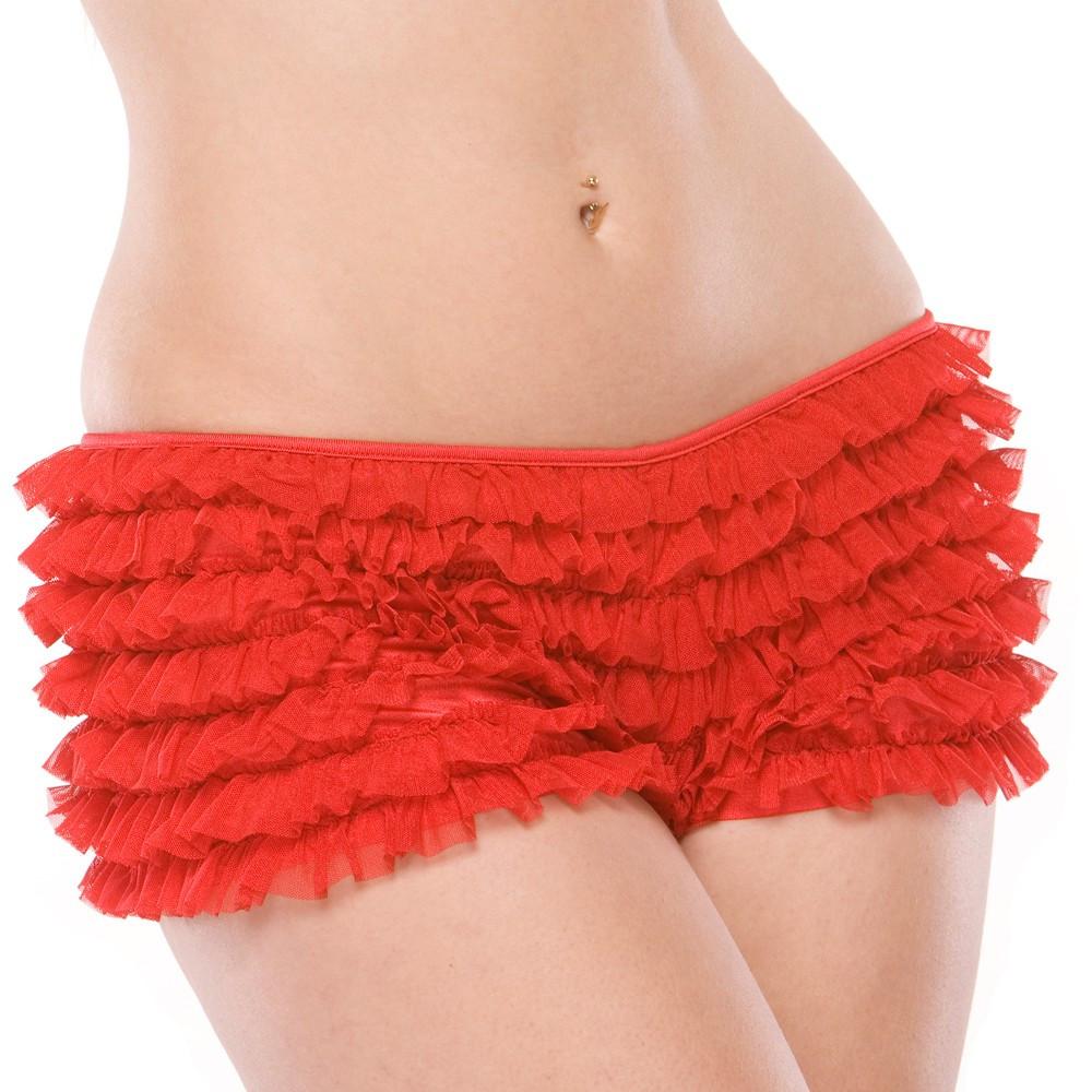 Ruffled Red Shorts with Back Bow by Coquette Lingerie - - 3