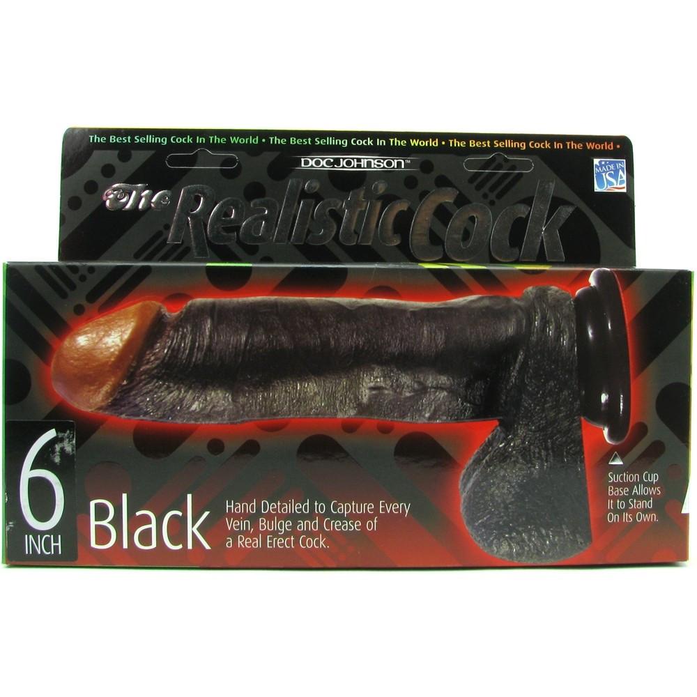 Realistic Cock 6 Inch in Black by Doc Johnson - - 6