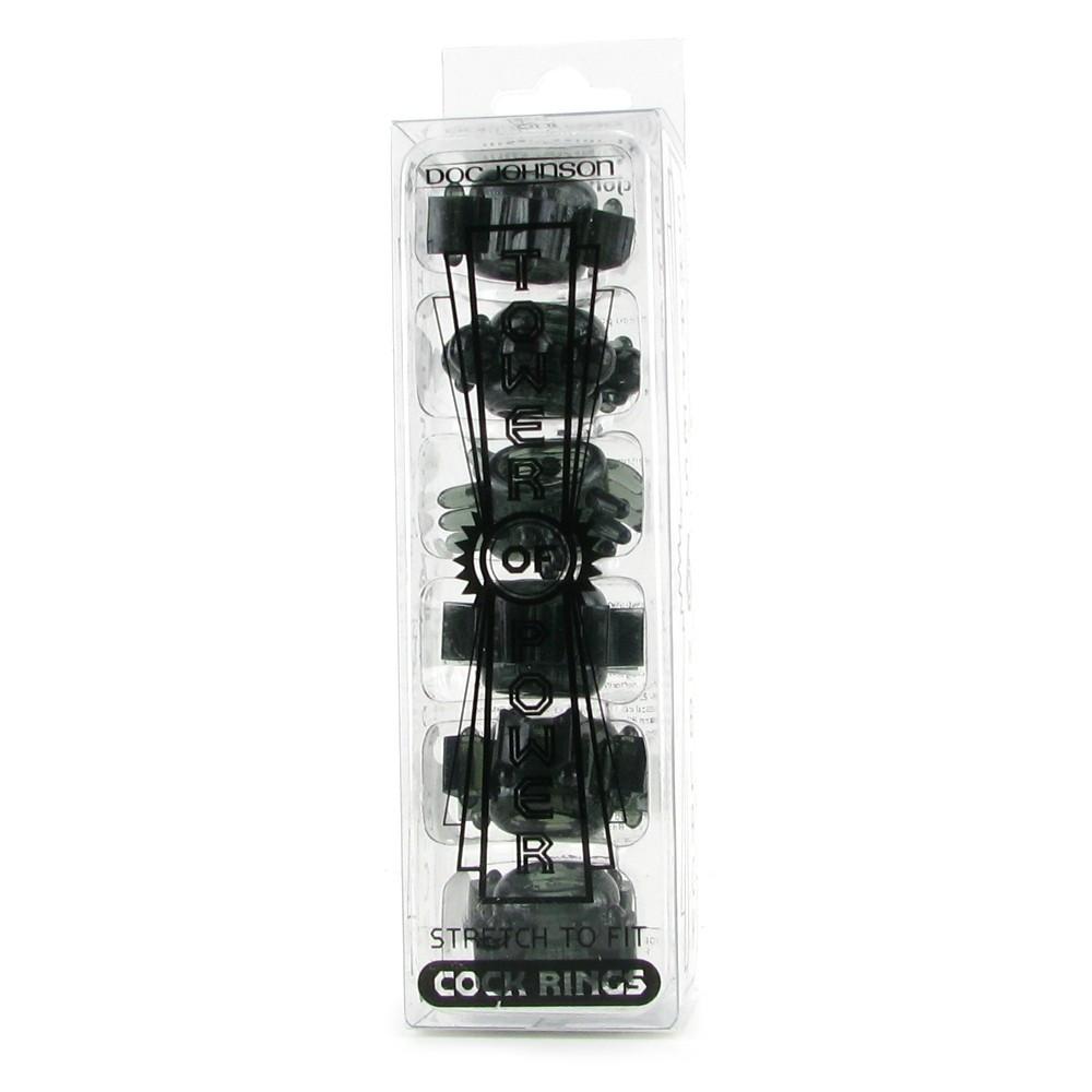 Doc Johnson Tower Of Power 6 Black Cock Rings by Doc Johnson - - 6