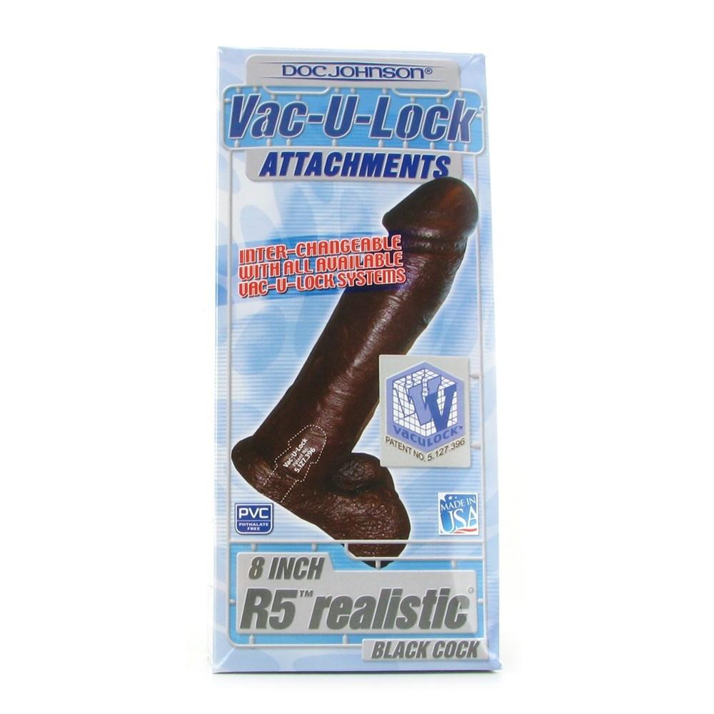 Vac-U-Lock 8 Inch Realistic Cock in Black by Doc Johnson - - 6