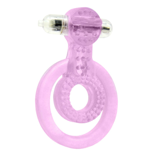 Simpli Pleasure Stretchy Double Cock Ring With Vibrating Clitoral Tickler