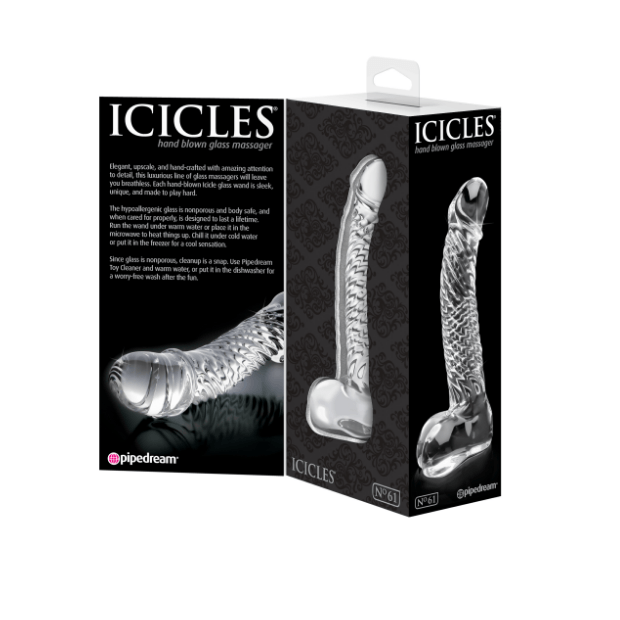 Icicles No. 61 Textured Realistic Glass Dildo