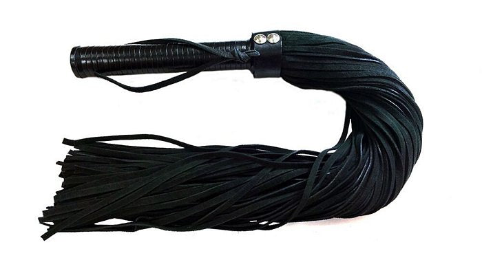 Rouge Garments Long Black Suede Flogger Leather Handle