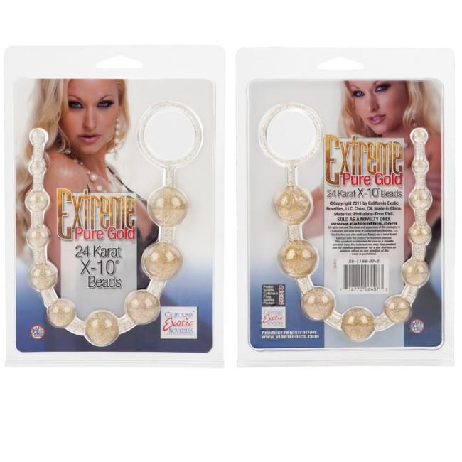 X-10 Extreme Pure Gold Anal Beads in Platinum