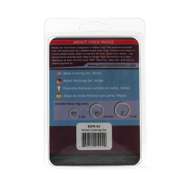 Spartacus Nickel Plated Metal Cock Ring Set (3 Pack)