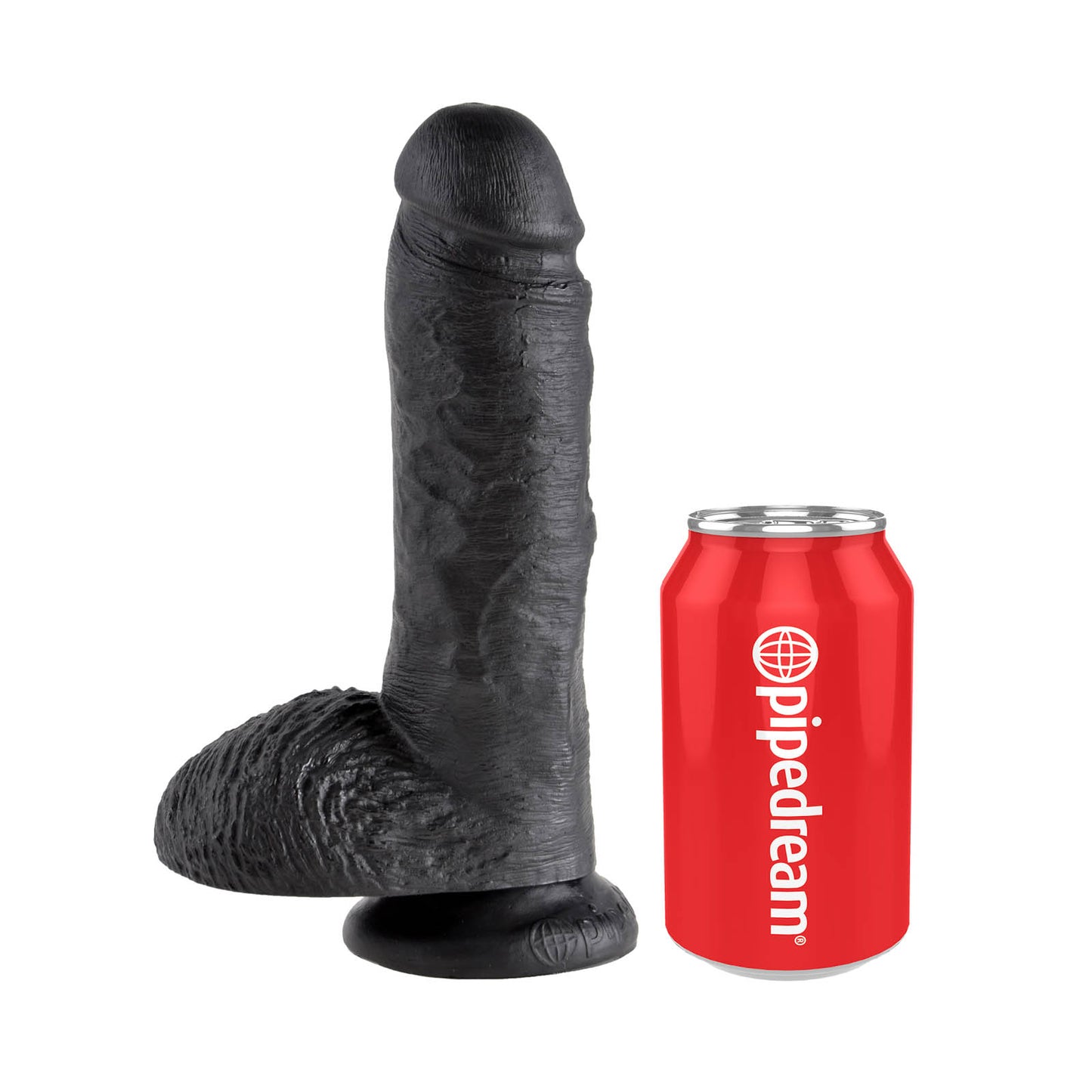 King Cock Ultra Realistic 8 Inch Black Suction Cup Dildo With Balls