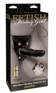 Fetish Fantasy Gold First Time Vibrating Strap-On Set
