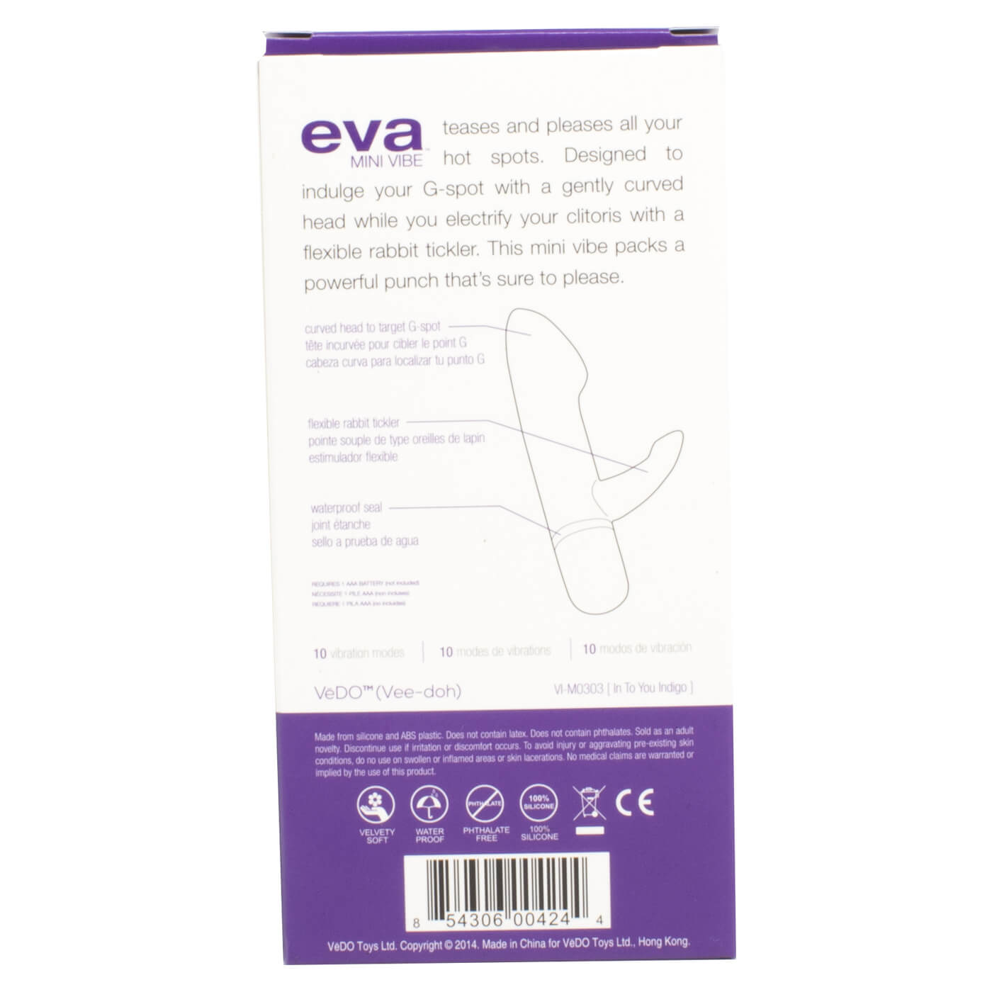 Vedo Eva Mini 10 Function Extra Quiet G-Spot Rabbit Vibrator