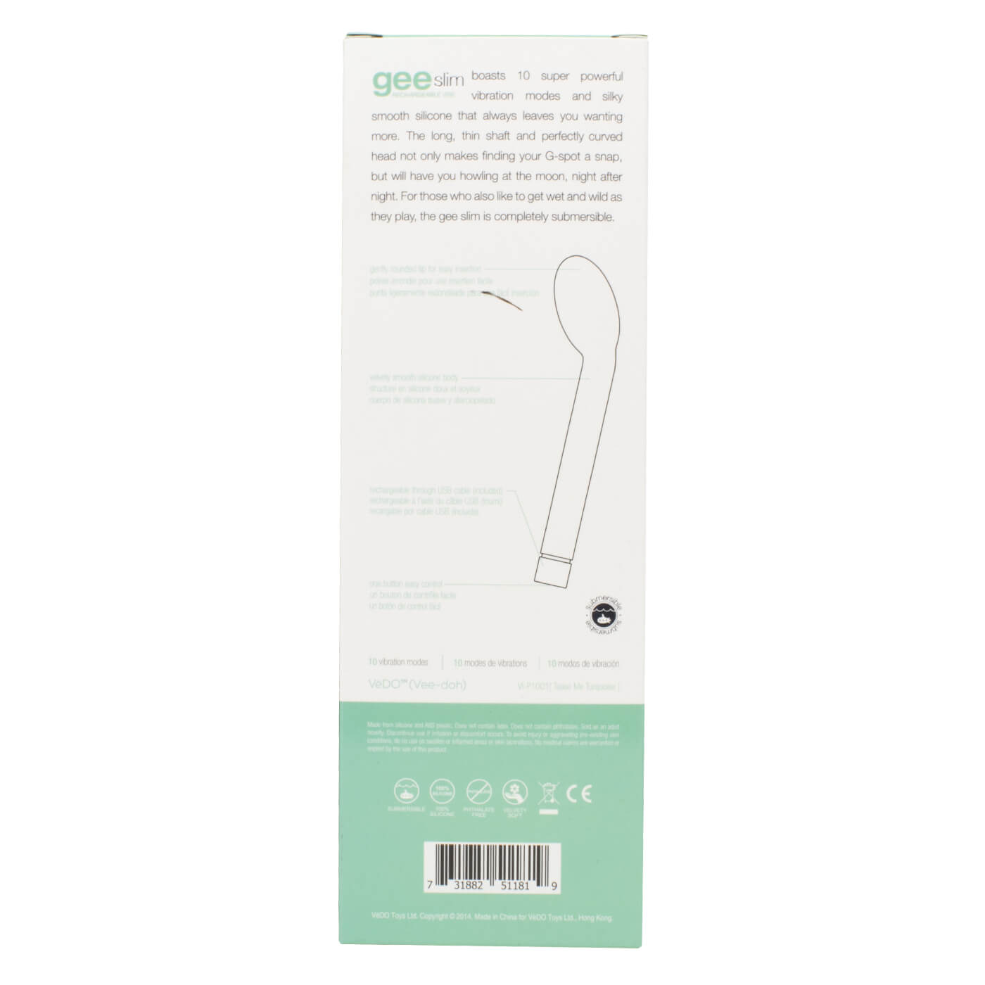 Vedo Gee Slim 10 Function Extra Quiet USB Rechargeable G-Spot Vibrator