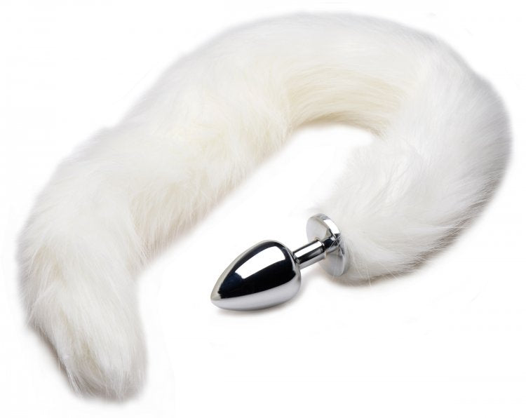 XR Brands Extra Long Mink Tail Metal Anal Plug Animal Tail Butt Metal Plug