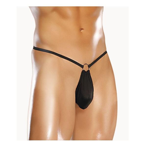 G-String W/Front Ring Black S/M