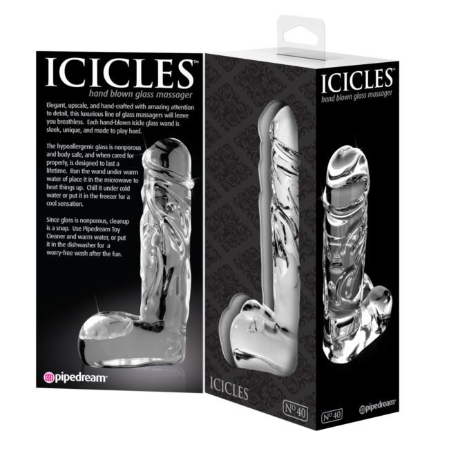 Icicles No 40 Realistic Glass Dildo