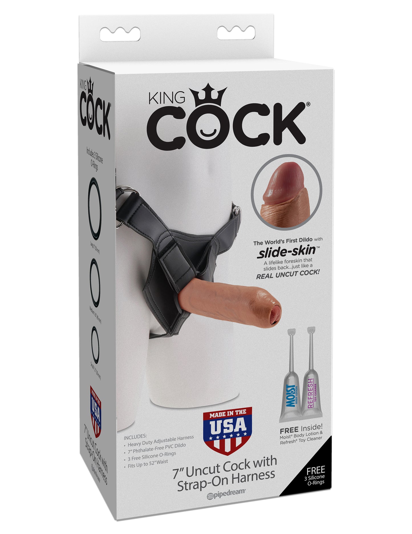 King Cock Strap-On Harness w/ 7" Uncut Cock