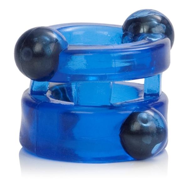 Magnetic Power Double Cock Ring in Clear and Blue