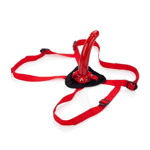 Sophia's Red Rider Harness and G-Spot Strap-On Dildo