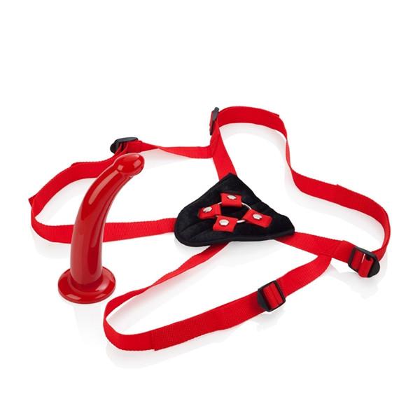 Sophia's Red Rider Harness and G-Spot Strap-On Dildo