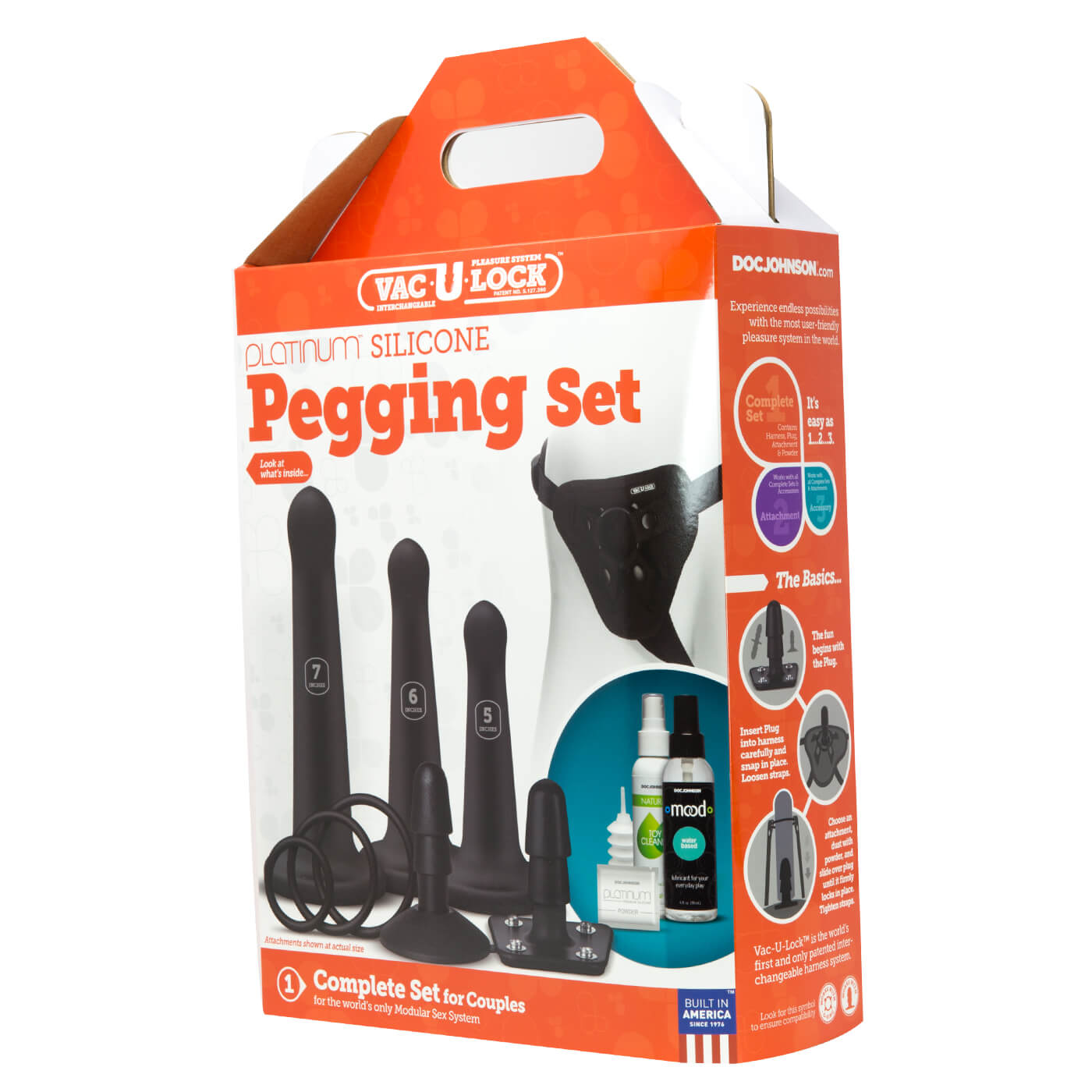 Vac U Lock Platinum Silicone Pegging Set Unisex Adjustable Harness Strap Ons Set