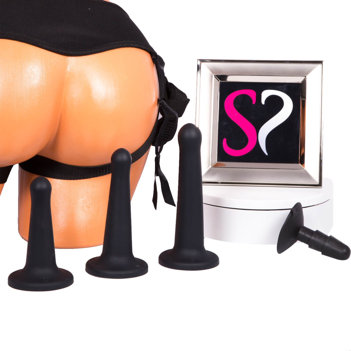 Vac U Lock Platinum Silicone Pegging Set Unisex Adjustable Harness Strap Ons Set