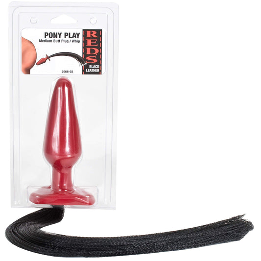Pony Play Medium Butt Plug with Whip