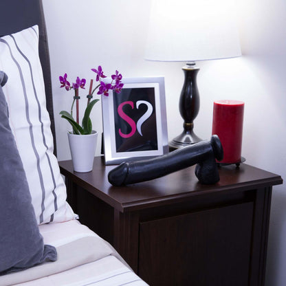 Basix 10 Inch Black Suction Cup Dildo