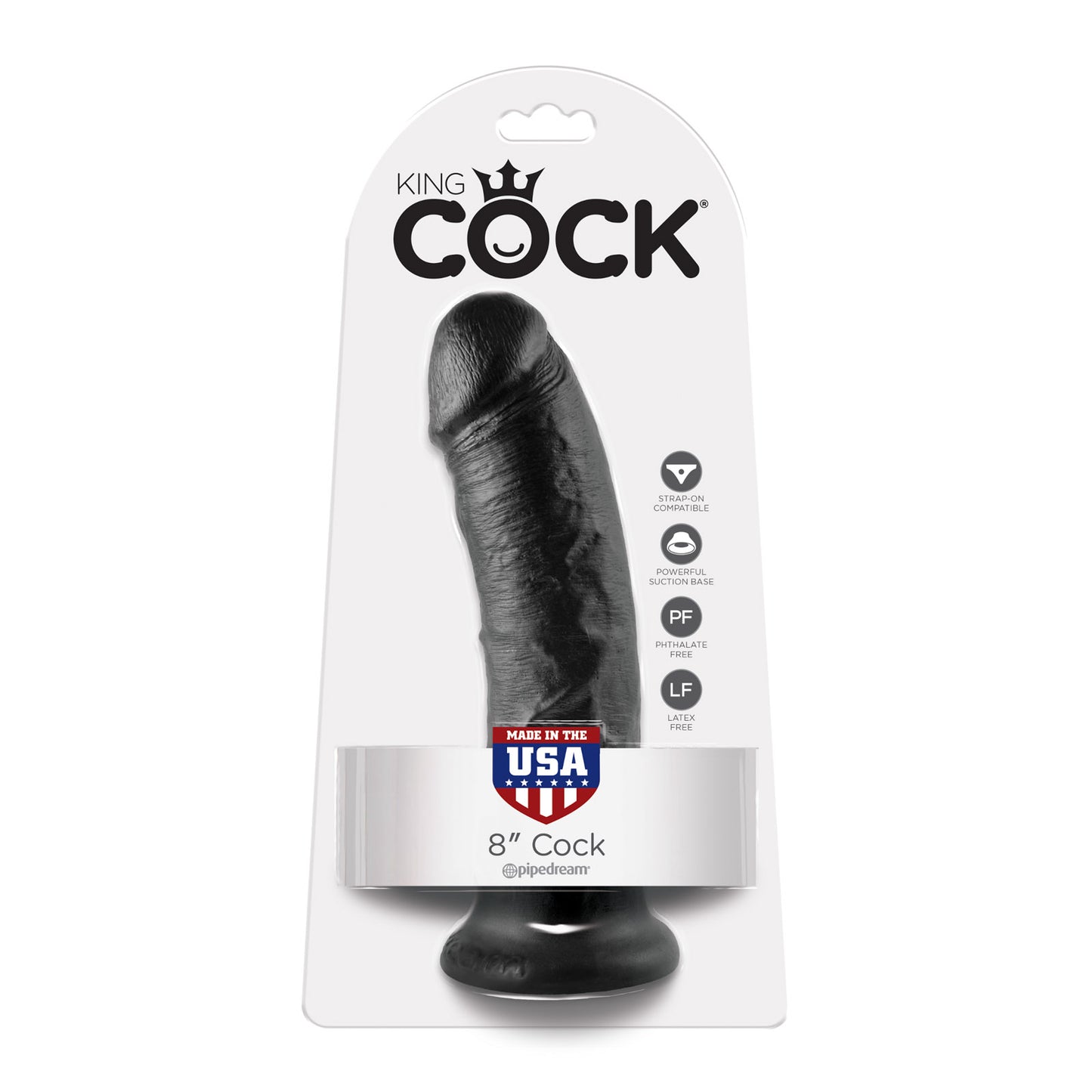 King Cock Ultra Realistic 8 Inch Black Dildo With Suction Cup