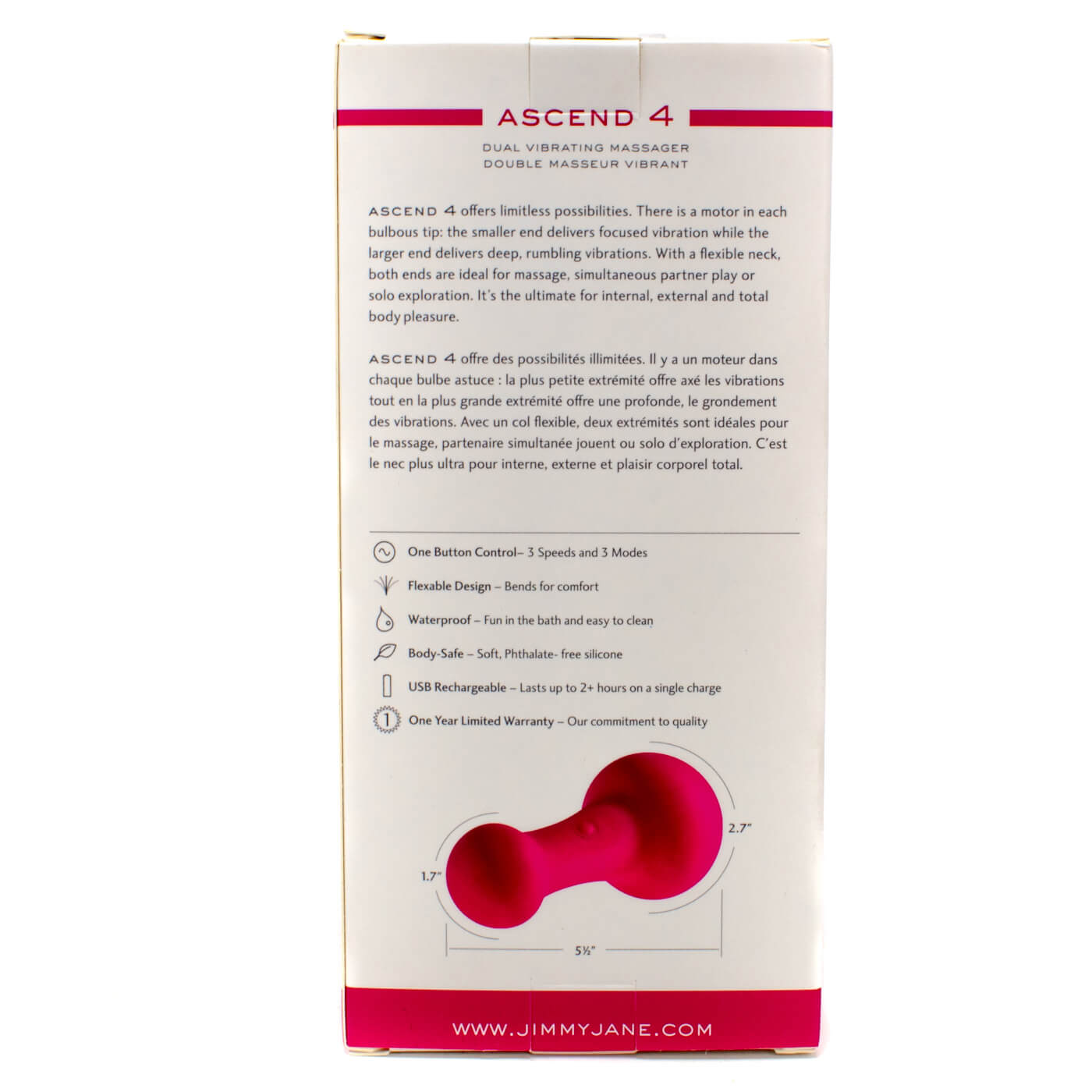 Jimmyjane Ascend 4 Multi-Function USB Rechargeable Vibrating Massager