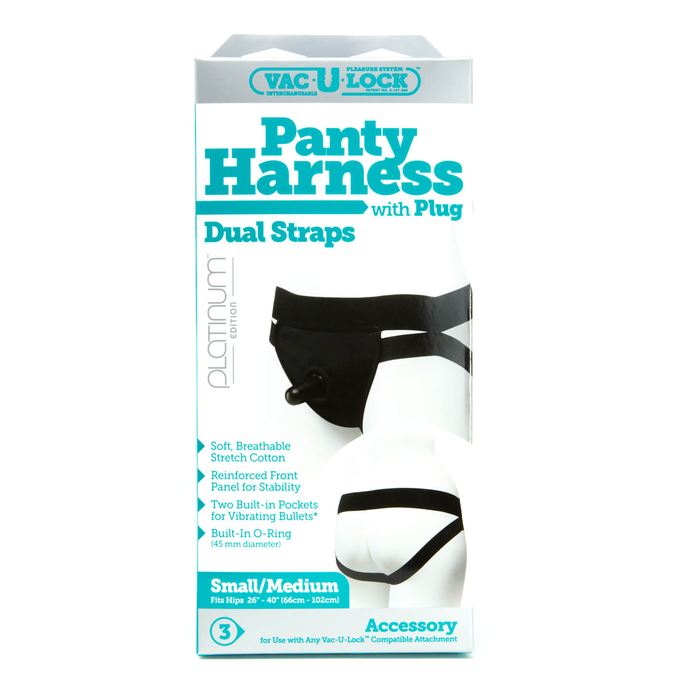 Vac-U-Lock Dual-Strap Panty Adjustable Harness With Plug - Two Size Options!